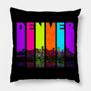 Retro Colorado Cityscape Skyline Pillow