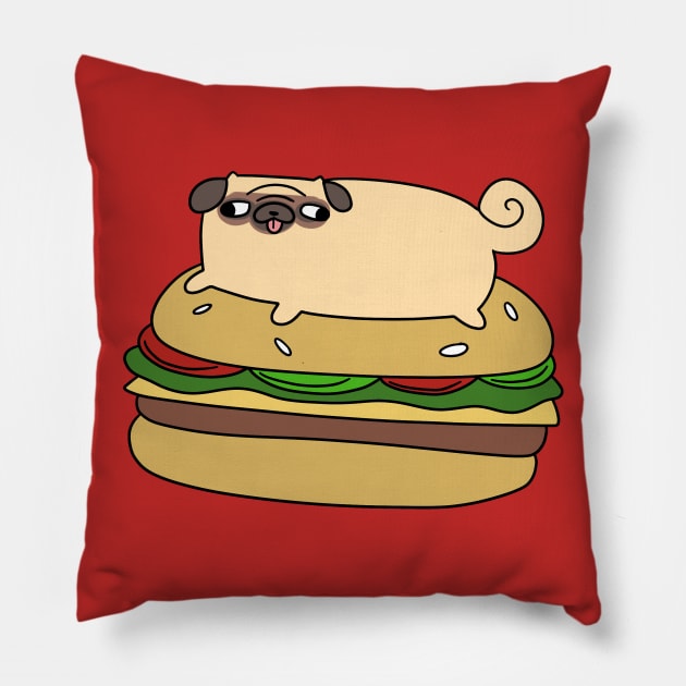 Pug Laying on Giant Hamburger Pillow by saradaboru