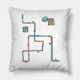 Windows and Colorful Pipes B Pillow