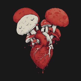 Mushroom Love Anatomical Heart with Fungi T-Shirt