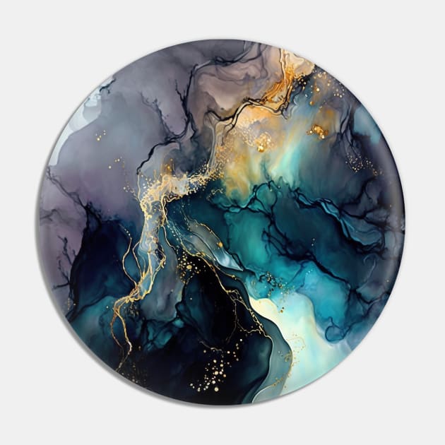 Mystical Skies - Abstract Alcohol Ink Art Pin by inkvestor