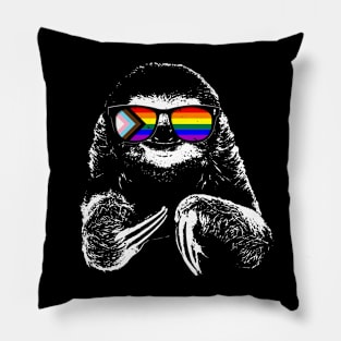 Pride Sloth LGBTQ Progress Pride Flag Sunglasses Pillow