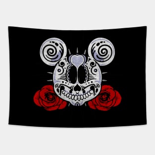 Skull roses romantic Tapestry