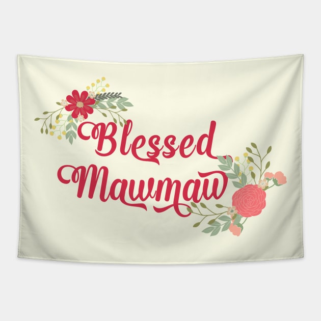 Blessed MawMaw Floral Christian Grandma Gift Tapestry by g14u