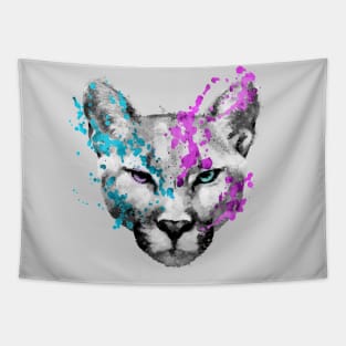 Dramabite Watercolor mountain lion artsy watercolour cougar painting Tapestry