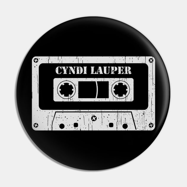 Cyndi Lauper - Vintage Cassette White Pin by FeelgoodShirt