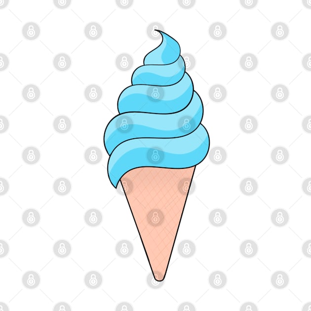 Blue ice cream with cone by Cute Stickers And More