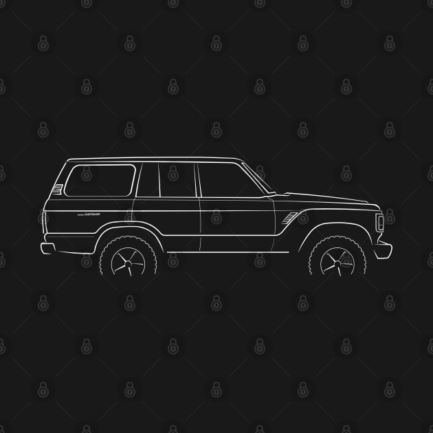 Front/profile - Toyota Land Cruiser Series 60 - stencil, white by mal_photography