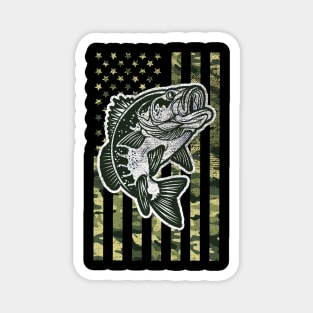 Bass Fishing American Camo USA Flag, Fisherman Gift Magnet