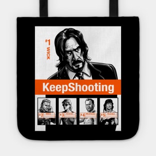 KeepShooting (black tee) Tote