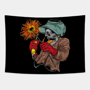 crazy welder skull Tapestry