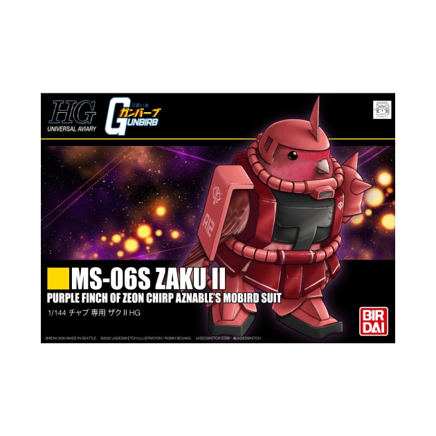 MS-06S Zaku II Gunbirb [box art] by JadedSketch