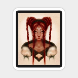 Portrait of fierce surreal magical fairy queen with jewel Magnet