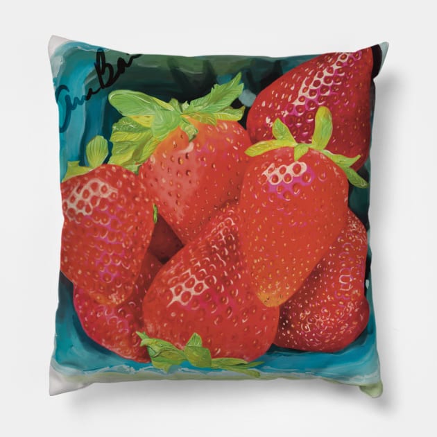 Strawberries Pillow by Ame Bai’s Creations