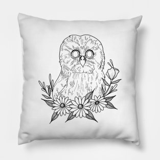 Owl with flowers Pillow