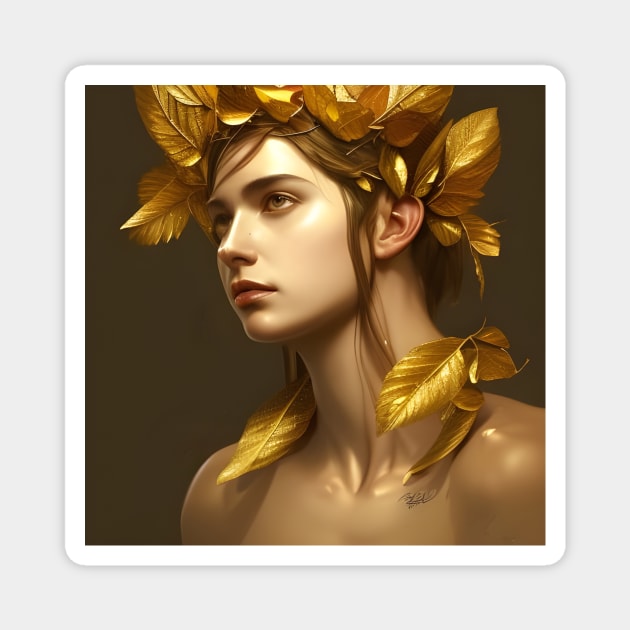 Golden Leaf Crown Magnet by SmartPufferFish