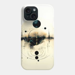Moon Geometry: Celestial Bodies on a Dark Background Phone Case
