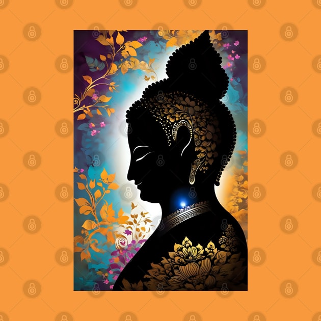 Beautiful Gautam Buddha side view meditation art by Spaceboyishere