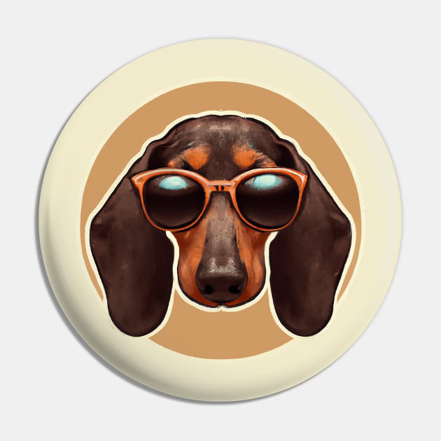 Retro Dachshund Dog Lover Retro Pin by BetterManufaktur