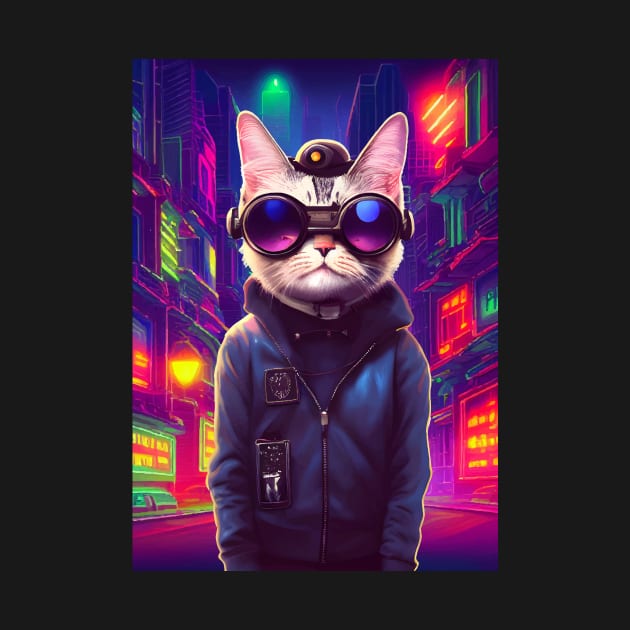 Techno Cat In Japan Neon City by star trek fanart and more