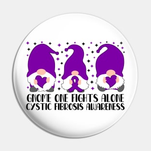Gnome One Fights Alone Cystic Fibrosis Awareness Pin