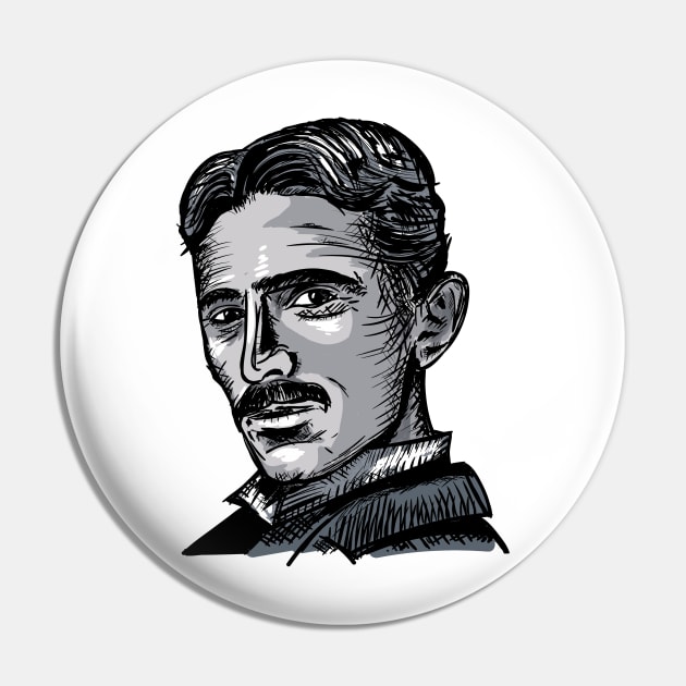 Nikola Tesla Portrait Pin by Tamie