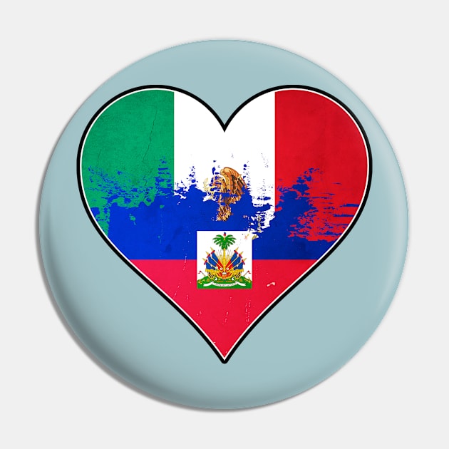 Mexican and Haitian Heart Mix Heritage Flag Pin by Just Rep It!!