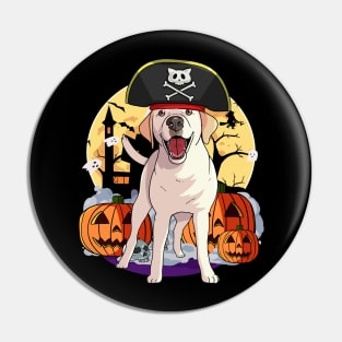 Yellow Labrador Pirate Halloween Pumpkin Pin