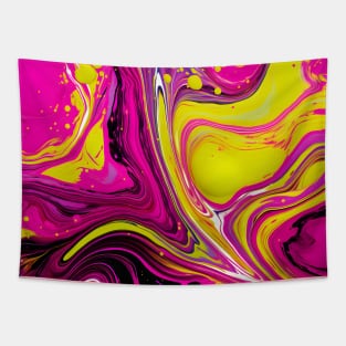 Lime Green and Pink Flow Art Tapestry