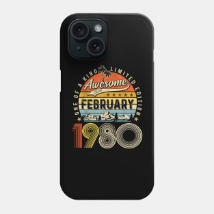 Awesome Since February 1980 Vintage 43rd Birthday Phone Case