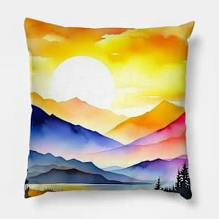 Watercolor Sunset Pillow