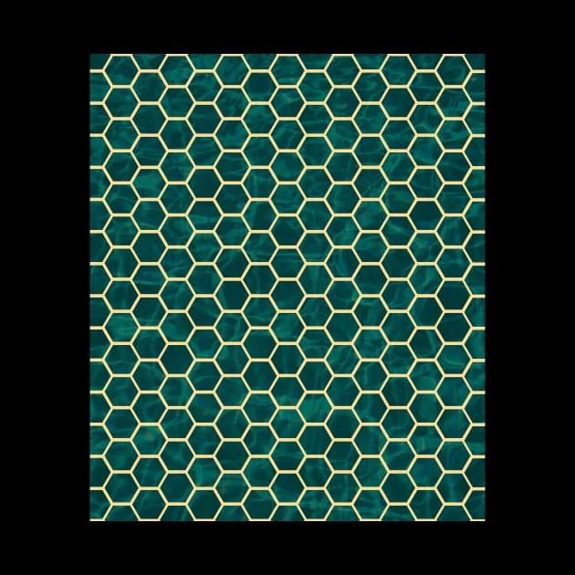 Ornamental Pattern Green Gold Hexagons by MONMON-75
