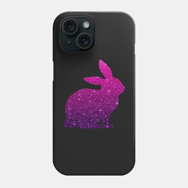 Hot Pink and Purple Ombre Faux Glitter Easter Bunny Phone Case by Felicity-K