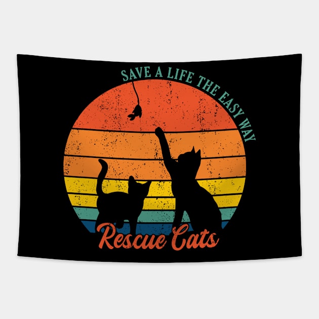 Retro Circle Rescue Cats Tapestry by Adopt Me Meow