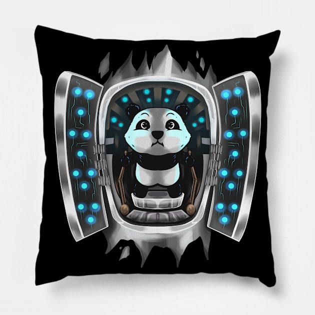 Panda Inside Costume Panda Takes Over Control Halloween Pillow by SinBle