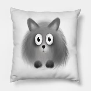 Grey cute Pomeranian puppy dog cartoon illustration Pillow