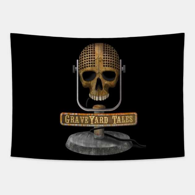 Skull Mic Tapestry by GraveYard Tales