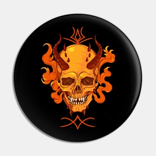 Demon Skull in Fire Pin