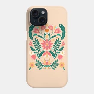 Pink and orange farmhouse flowers Phone Case