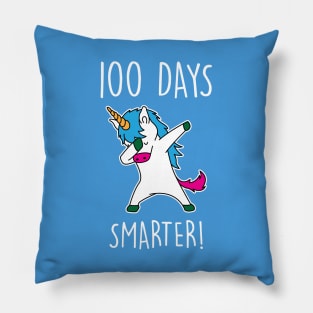 100 Days Smarter 100th Day of School Dabbing Unıcorn Pillow