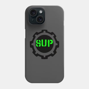 Green SUP Word in a Black Industrial Cog Phone Case