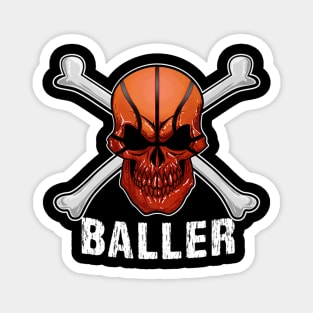 Basketball Baller Skull Magnet