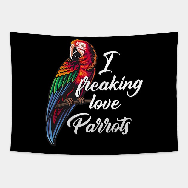 I Love Parrots Tapestry by Foxxy Merch