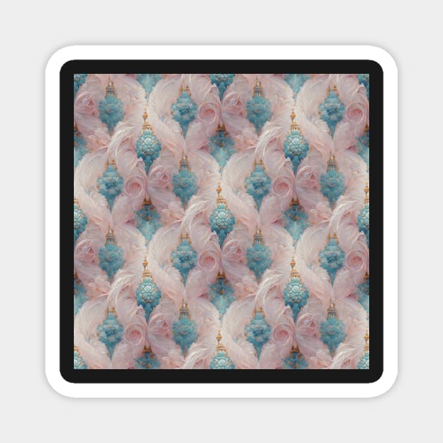 Baby Blue and Baby Pink Rococo No. 3 Magnet by boingojennie