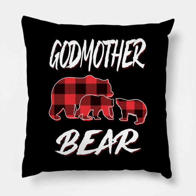 Godmother Bear Red Plaid Christmas Pajama Matching Family Gift Pillow by intelus