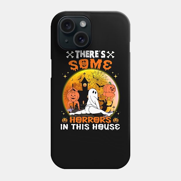 There's Some Horrors In This House Funny Retro Halloween T-Shirt Phone Case by Sky full of art