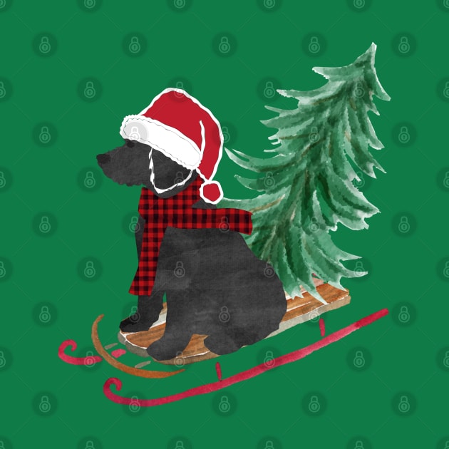 Labradoodle Christmas Sled Bringing Home The Tree by EMR_Designs