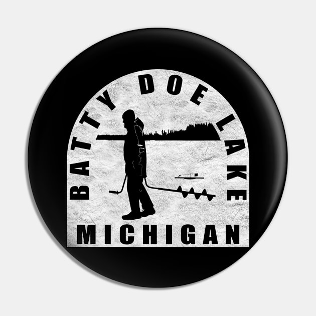 Batty Doe Lake Ice Fishing Michigan Pin by BirdsEyeWorks