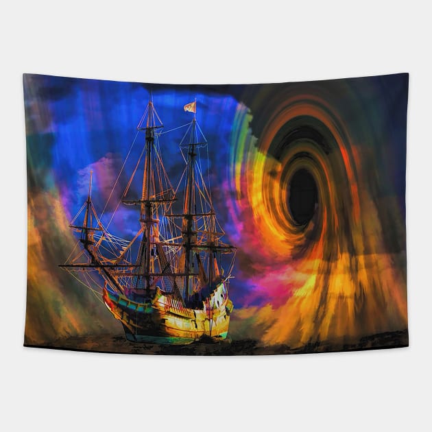Stormy Dark Sea & Deep Blue Water T-shirt Artwork Tapestry by MIRgallery