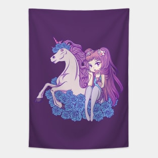 Anime Pastel Goth Unicorn Manga Tapestry